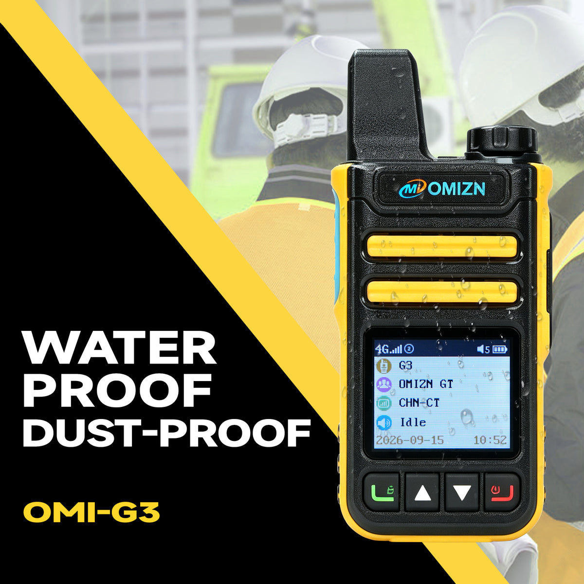 Walkie-talkie OMIZN G3 4G LTE Dual SIM, alcance ilimitado, servicio gratuito de por vida, IP65, cifrado AES256, reducción de ruido.