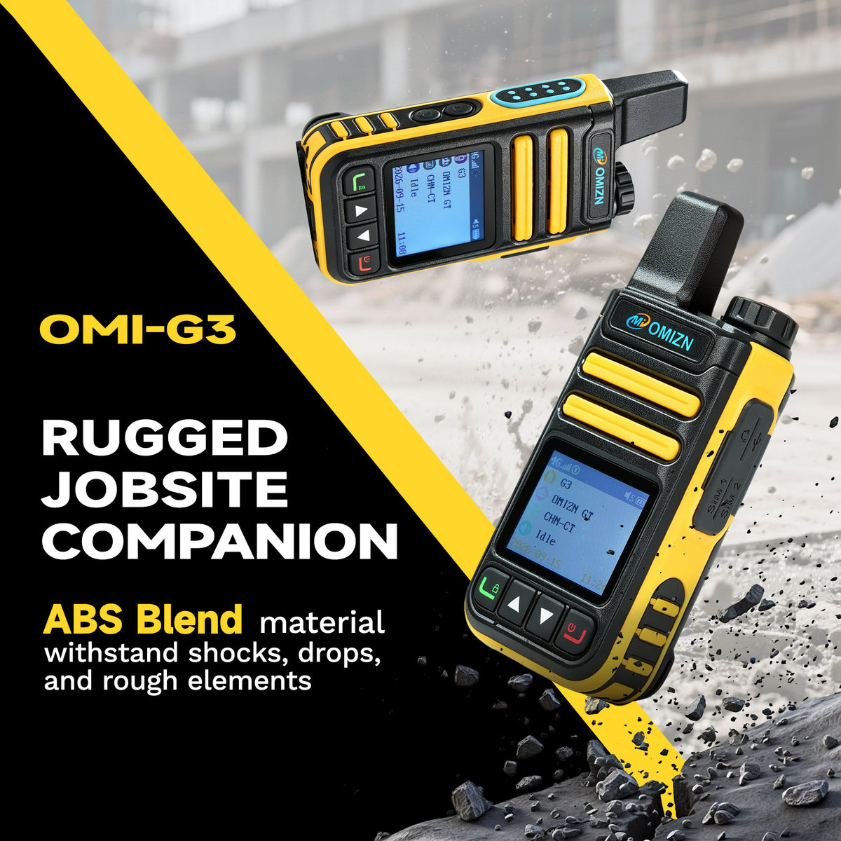 Walkie-talkie OMIZN G3 4G LTE Dual SIM, alcance ilimitado, servicio gratuito de por vida, IP65, cifrado AES256, reducción de ruido.
