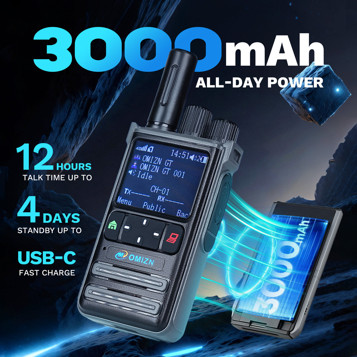 OMIZN X2 4G LTE PoC Walkie Talkie with SIM Card – Long Range Two-Way Radio