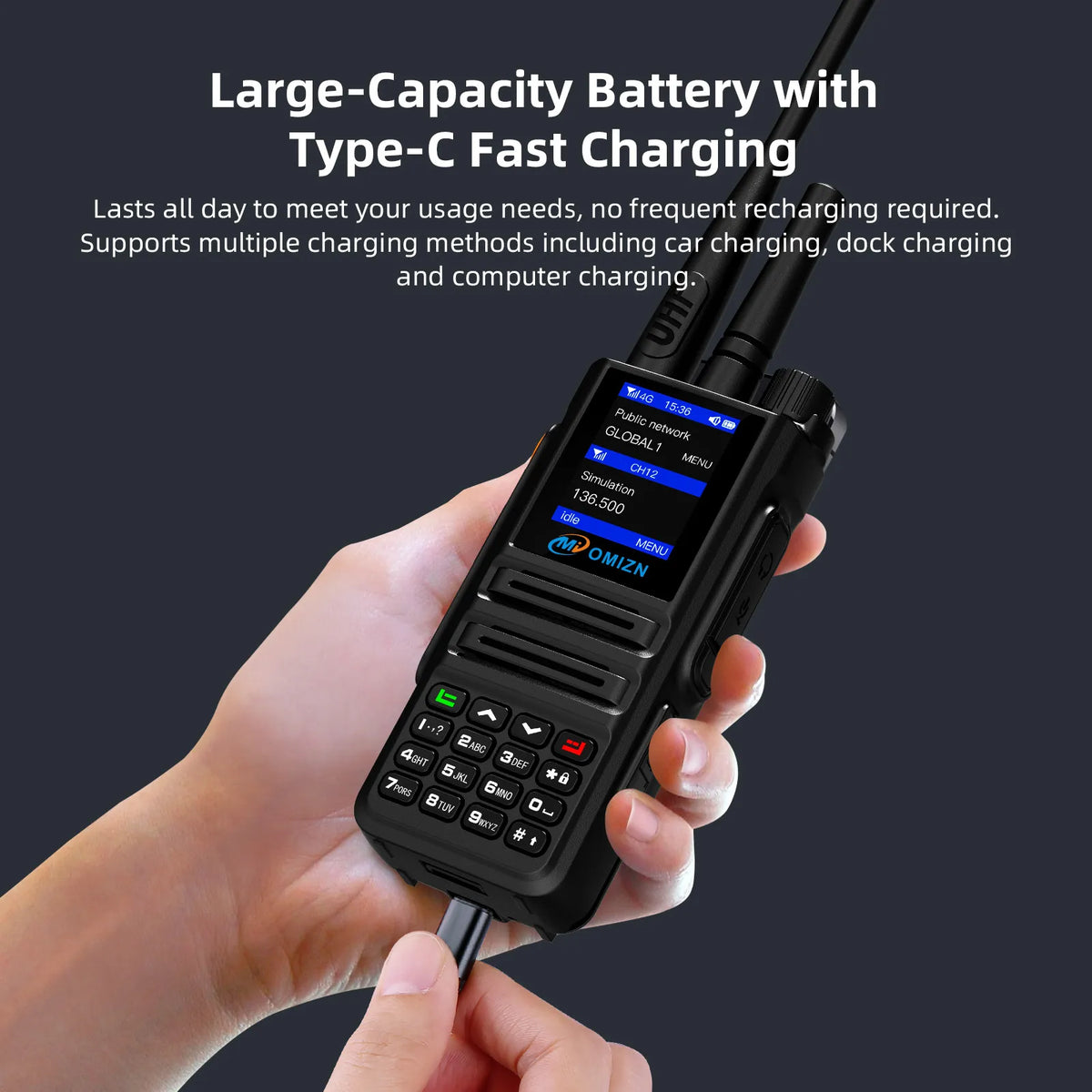 Walkie Talkie OMIZN X8 de modo dual 4G UHF Android de alcance ilimitado Zello Real-PTT GPS