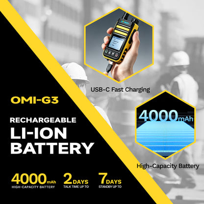 Walkie-talkie OMIZN G3 4G LTE Dual SIM, alcance ilimitado, servicio gratuito de por vida, IP65, cifrado AES256, reducción de ruido.