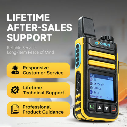 Walkie-talkie OMIZN G3 4G LTE Dual SIM, alcance ilimitado, servicio gratuito de por vida, IP65, cifrado AES256, reducción de ruido.