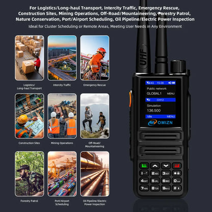 Walkie Talkie OMIZN X8 de modo dual 4G UHF Android de alcance ilimitado Zello Real-PTT GPS