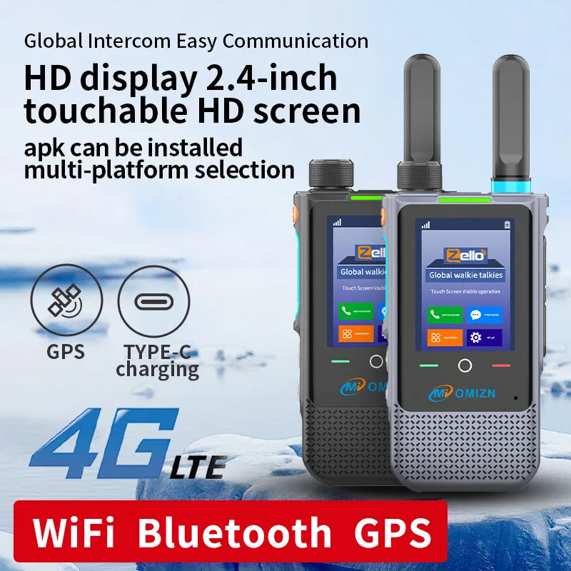 Walkie-talkie OMIZN A5 Model Global, 8000 kilómetros de distancia, sistema Android 8.1, pantalla táctil de 2,4 pulgadas