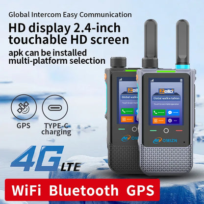 Walkie-talkie OMIZN A5 Model Global, 8000 kilómetros de distancia, sistema Android 8.1, pantalla táctil de 2,4 pulgadas