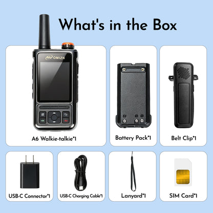 OMIZN A6 Walkie-Talkie 4G LTE de Largo Alcance con Tarjeta SIM Incluida – 1 Unidad