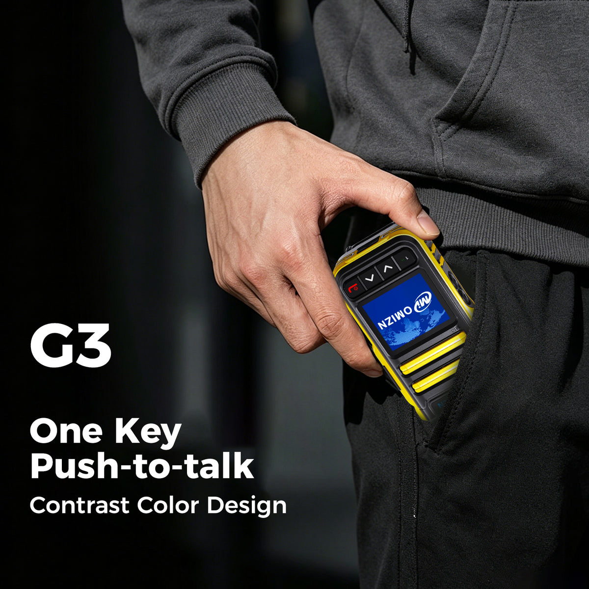 Walkie-talkie OMIZN G3 4G LTE Dual SIM, alcance ilimitado, servicio gratuito de por vida, IP65, cifrado AES256, reducción de ruido.