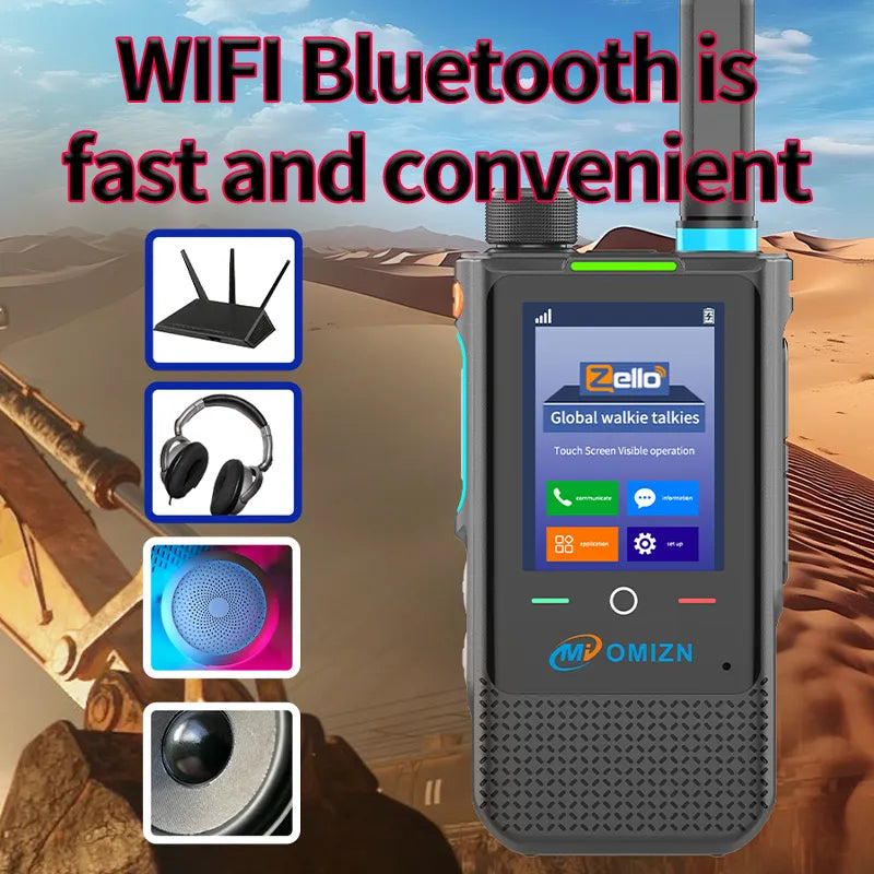 Walkie-talkie OMIZN A5 Model Global, 8000 kilómetros de distancia, sistema Android 8.1, pantalla táctil de 2,4 pulgadas