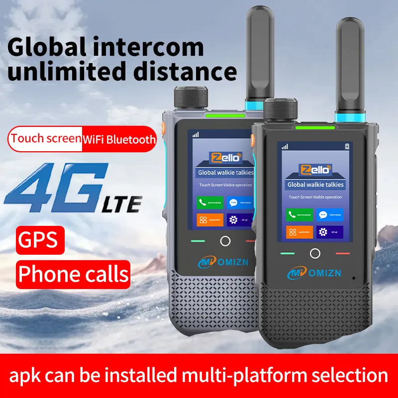 Walkie-talkie OMIZN A5 Model Global, 8000 kilómetros de distancia, sistema Android 8.1, pantalla táctil de 2,4 pulgadas