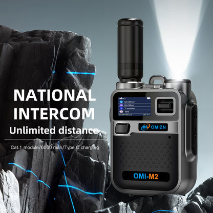 OMIZN M2 Long Range Walkie Talkie,Portable 2 Way Radio with Flashlight,Encrypted with AES256,Lightweight Walky Talky with Type C Charging,for Construction Site Hotel Security,2 Pack