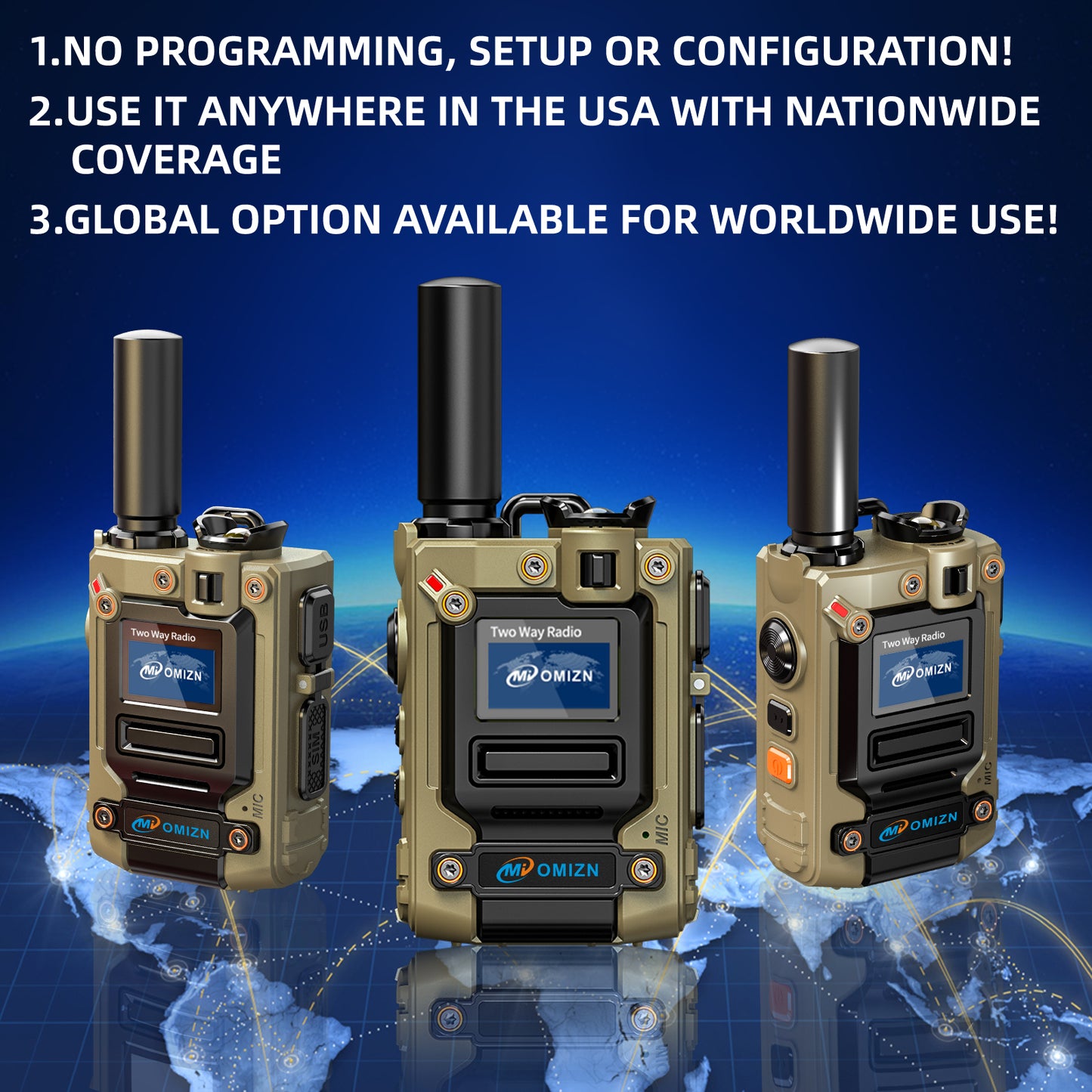 Walkie-talkie global OMIZN M8: intercomunicador de red pública con alcance nacional de 5000 km y capacidad transnacional (distancia ilimitada).
