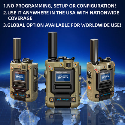 Walkie-talkie global OMIZN M8: intercomunicador de red pública con alcance nacional de 5000 km y capacidad transnacional (distancia ilimitada).