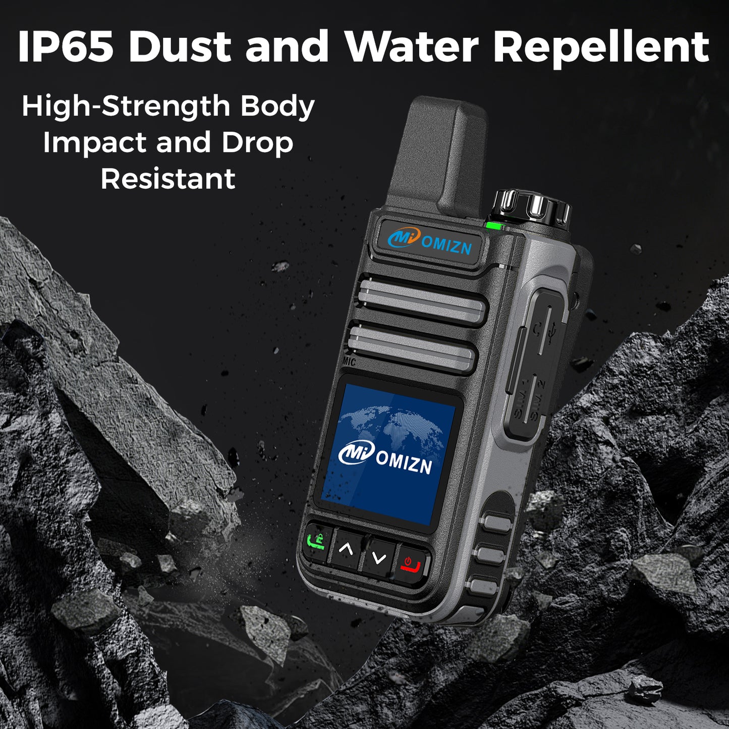Walkie-talkie OMIZN G3 4G LTE Dual SIM, alcance ilimitado, servicio gratuito de por vida, IP65, cifrado AES256, reducción de ruido.