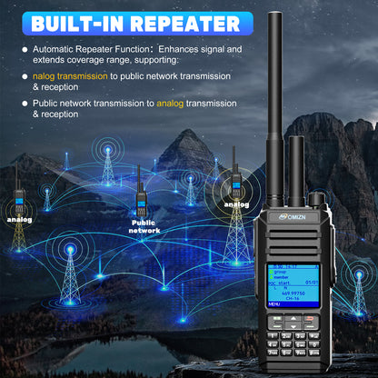 OMIZN X4 Intercomunicador de red pública + analógico de modo dual. Comunicación a distancia nacional, resistente al agua y a los impactos con certificación IP67. Sonido alto y claro.