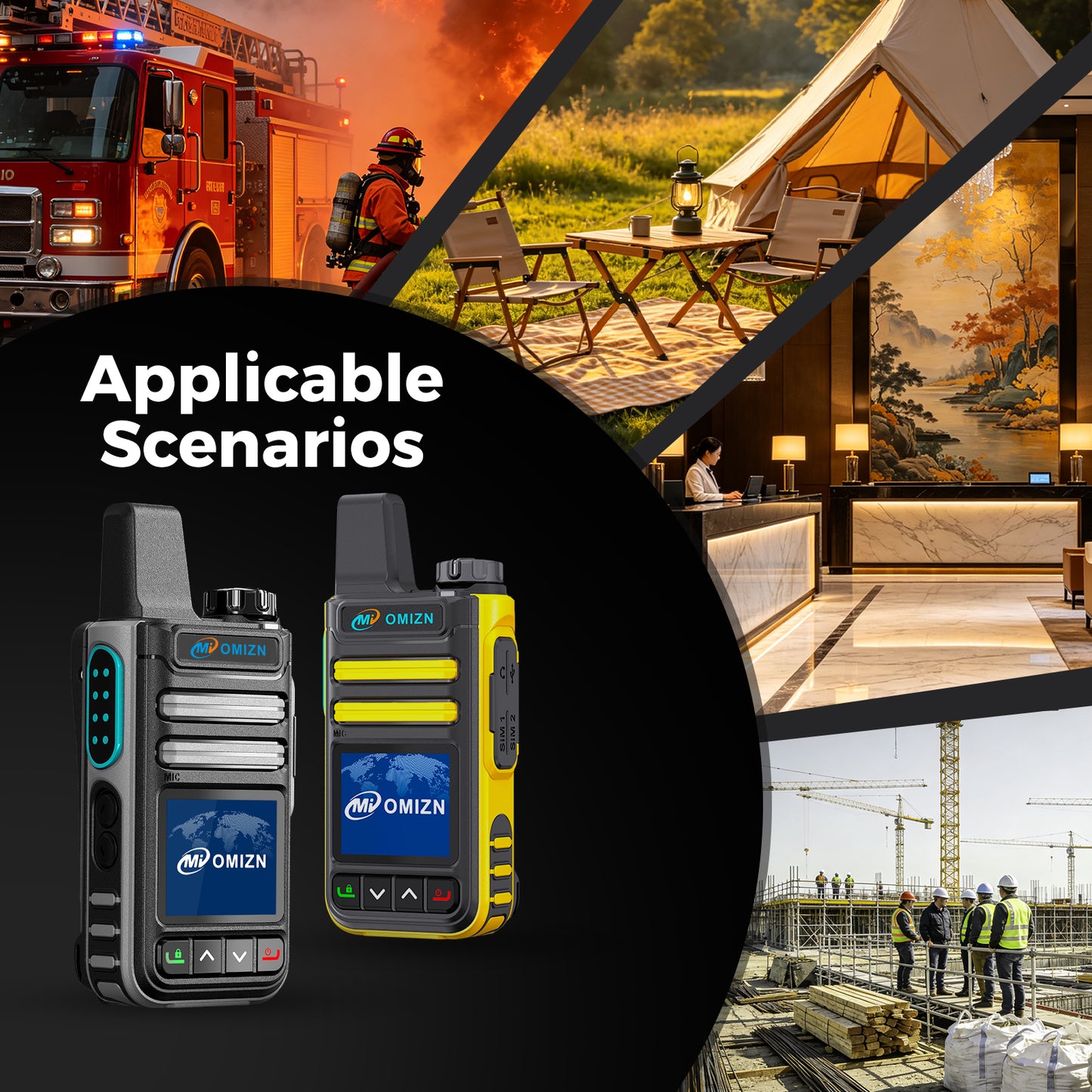 Walkie-talkie OMIZN G3 4G LTE Dual SIM, alcance ilimitado, servicio gratuito de por vida, IP65, cifrado AES256, reducción de ruido.