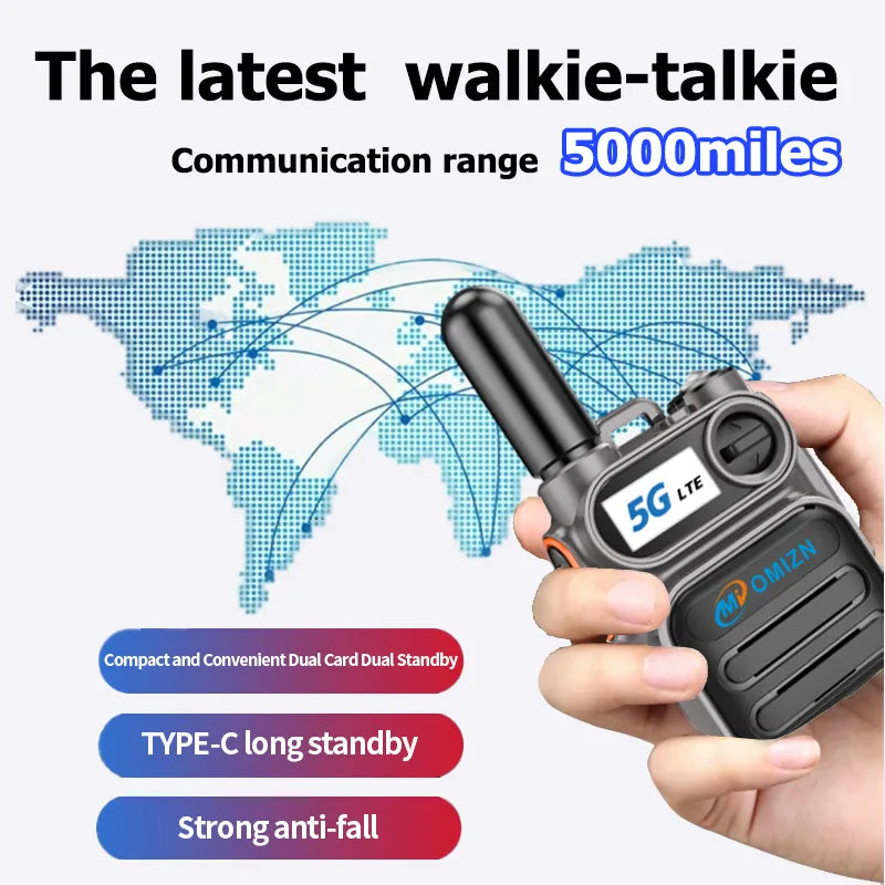 OMIZN M5 Walkie-Talkie Global – Intercomunicador de Red Pública con Cobertura Nacional e Internacional y Alcance de hasta 5000 km