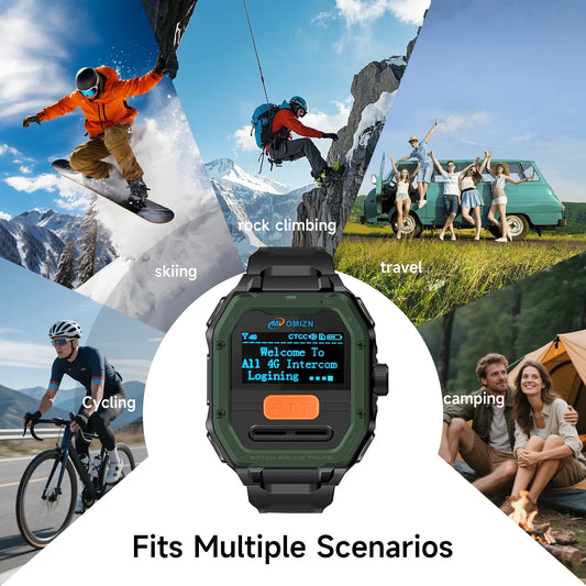 Reloj OMIZN Walkie Talkie 4G de alcance ilimitado, radios PoC, VOX, manos libres, IP65, AES256, reducción de ruido.