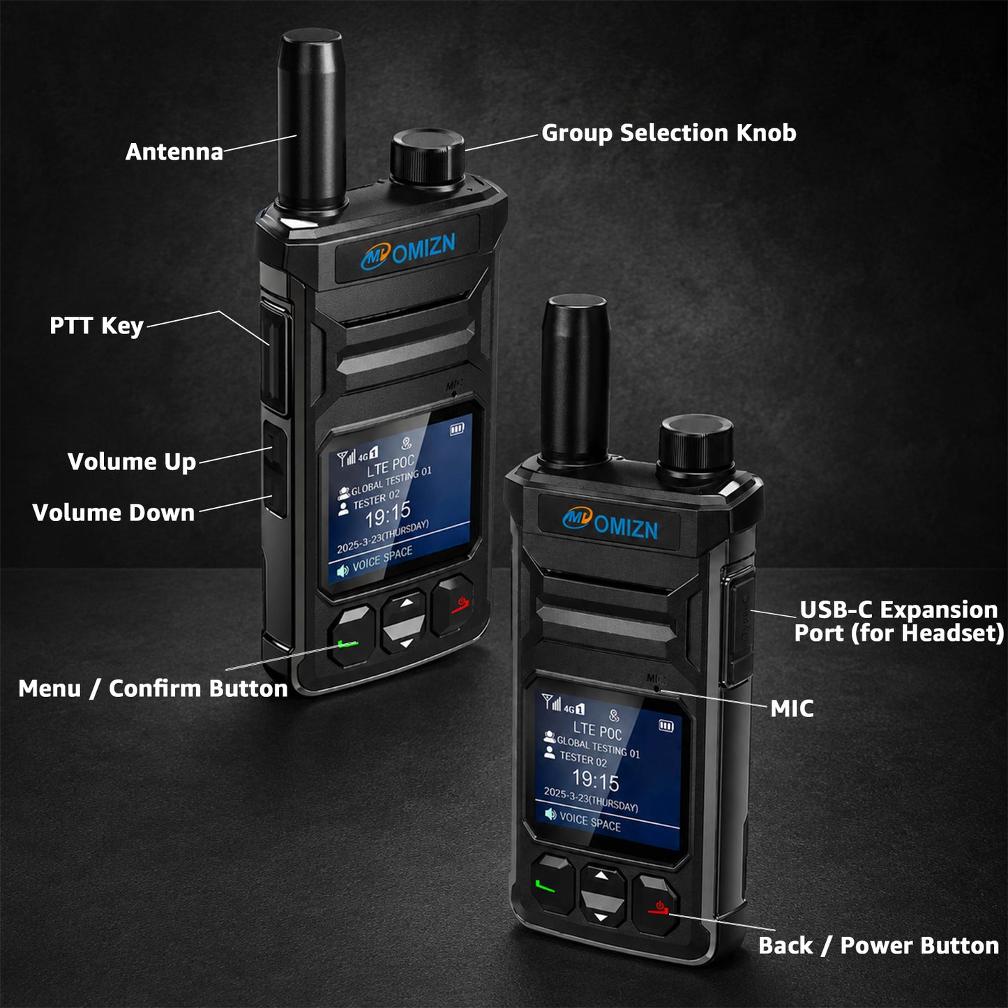 Walkie-talkie OMIZN T6 4G PoC con tarjeta SIM; alcance ilimitado y cobertura celular en todo el mundo.