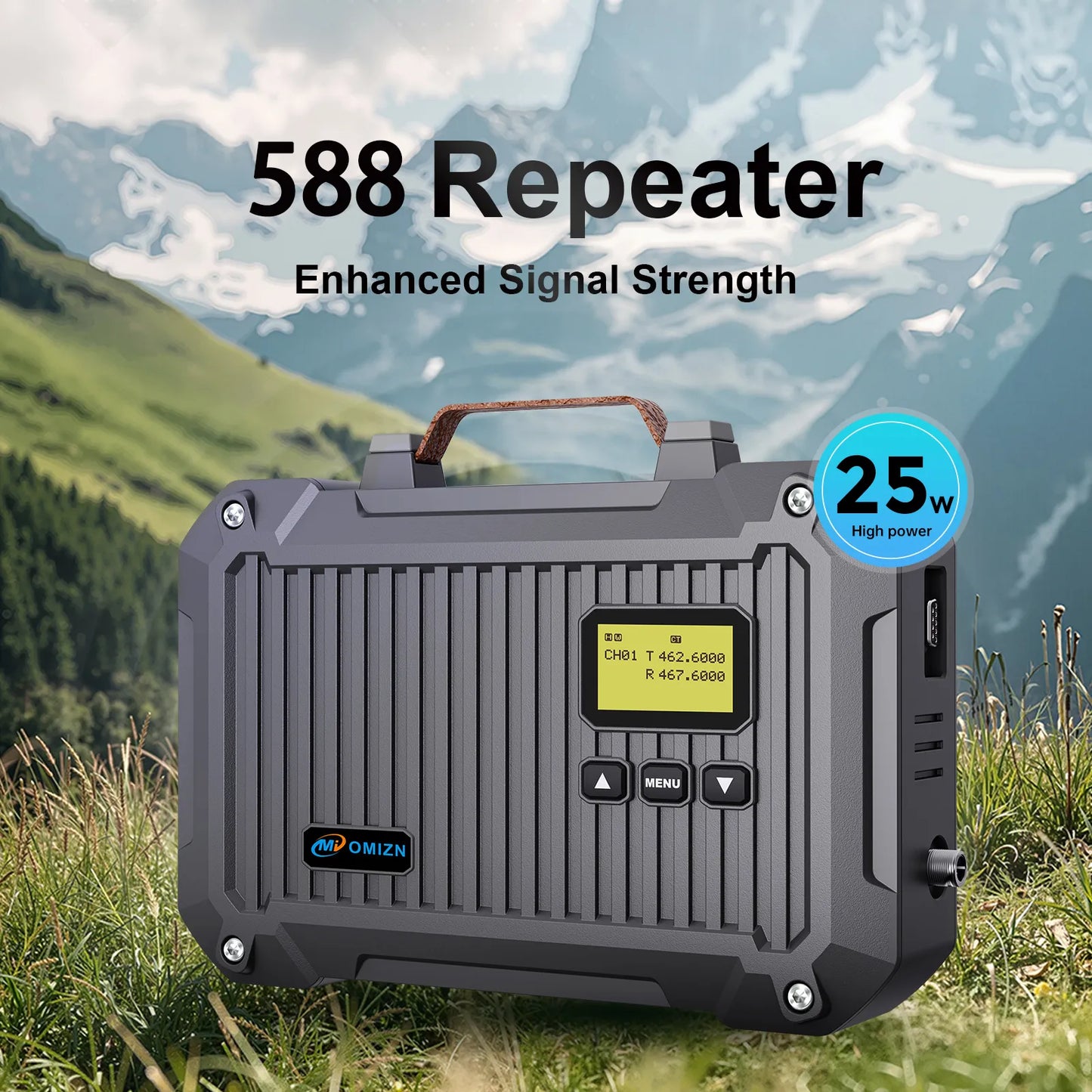 Repetidor GMRS Omizn 588, 25 W de alta potencia full dúplex de largo alcance, IP66