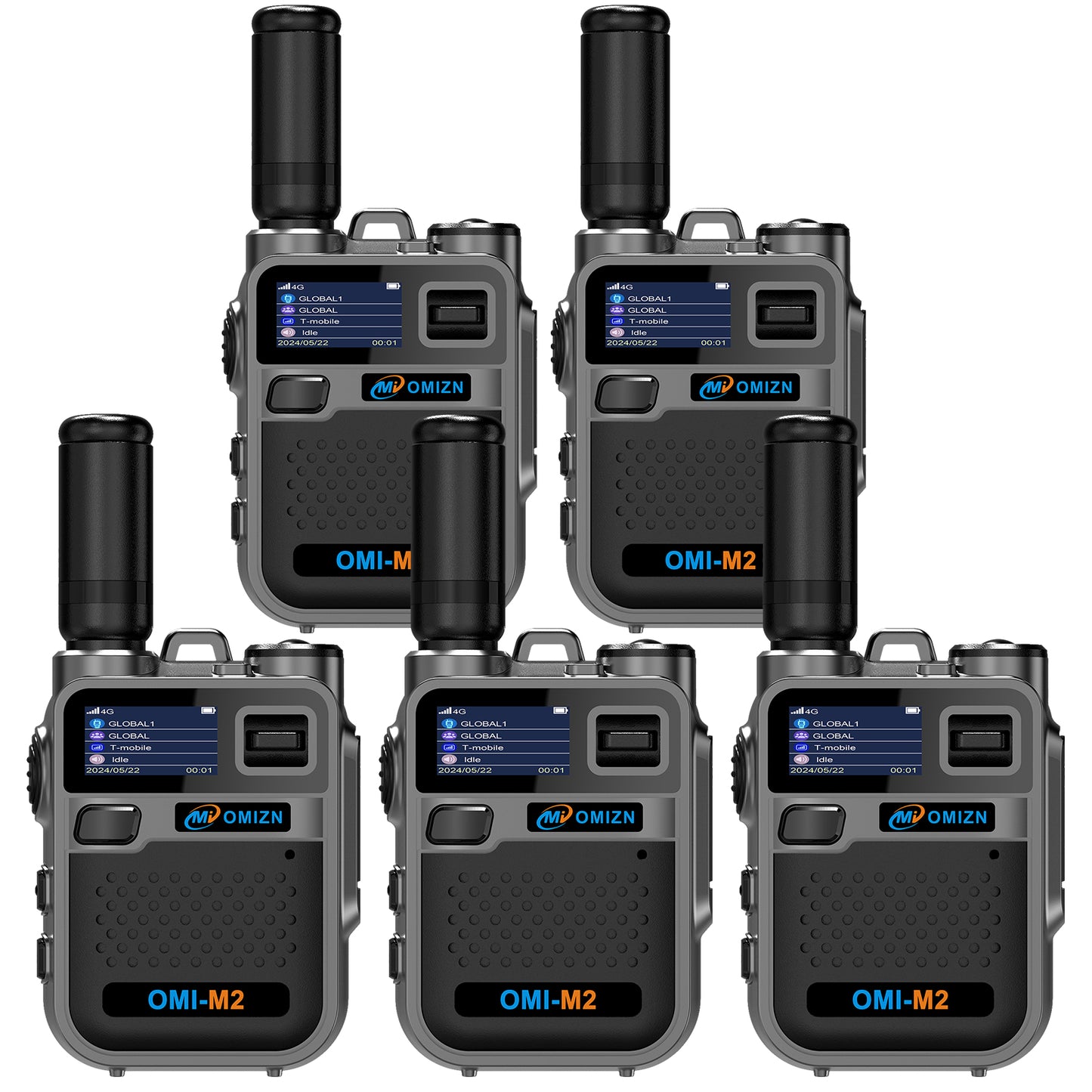OMIZN M2 Long Range Walkie Talkie,Portable 2 Way Radio with Flashlight,Encrypted with AES256,Lightweight Walky Talky with Type C Charging,for Construction Site Hotel Security,2 Pack