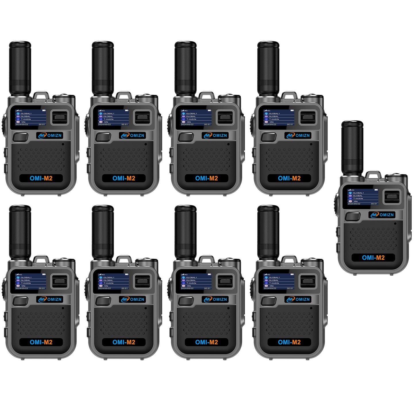 OMIZN M2 Long Range Walkie Talkie,Portable 2 Way Radio with Flashlight,Encrypted with AES256,Lightweight Walky Talky with Type C Charging,for Construction Site Hotel Security,2 Pack